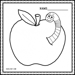 Apple with Worm - Free Coloring Page | Back to School | www.huddlenet.com